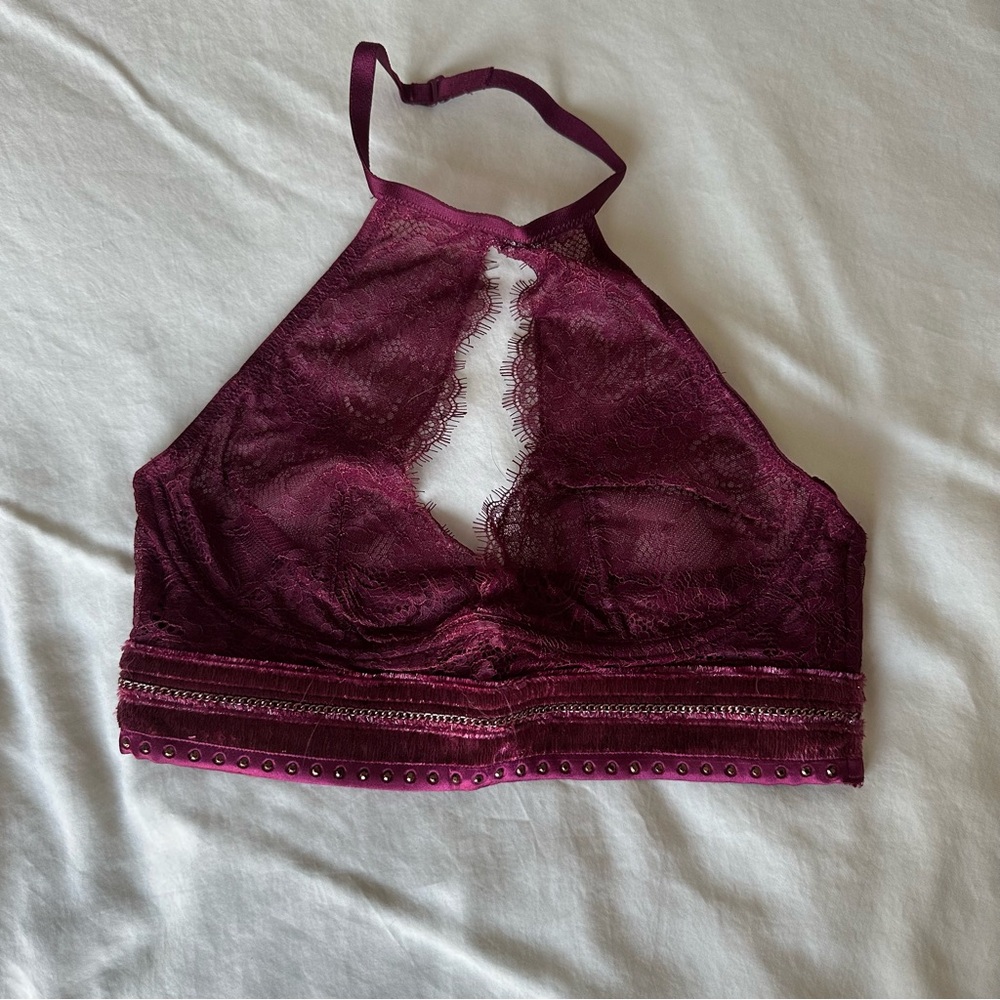 Victoria’s Secret Women's Burgundy Lace Halter Bralette